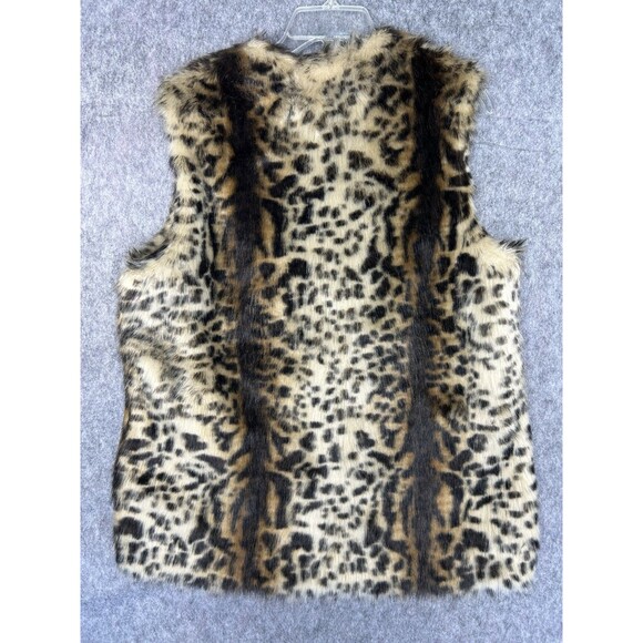 Adrienne Landau Faux Fur Animal Print Vest Sleeveless Collared Mob Wife Sz L - Picture 5 of 9